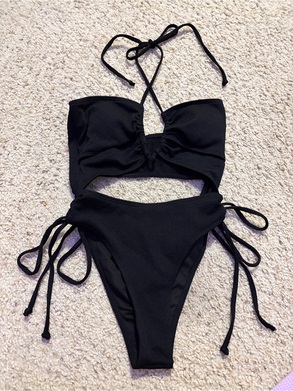 Skatie Black One-Piece Cutout Swimsuit